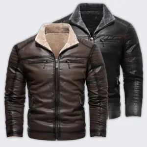 Men's Premium Leather Biker Jacket | Warm & Stylish Motorcycle Wear