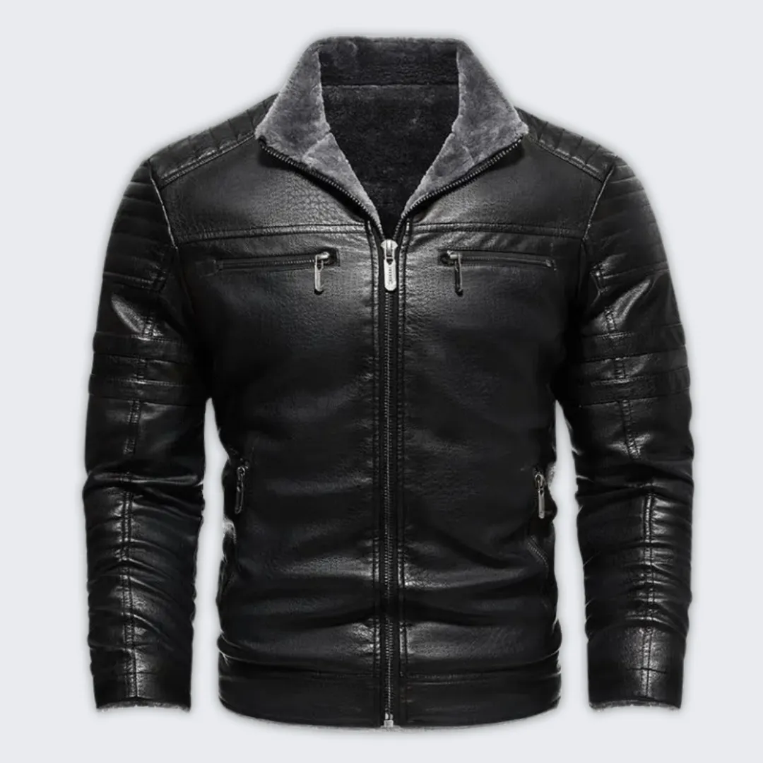 Men's Premium Leather Biker Jacket | Warm & Stylish Motorcycle Wear