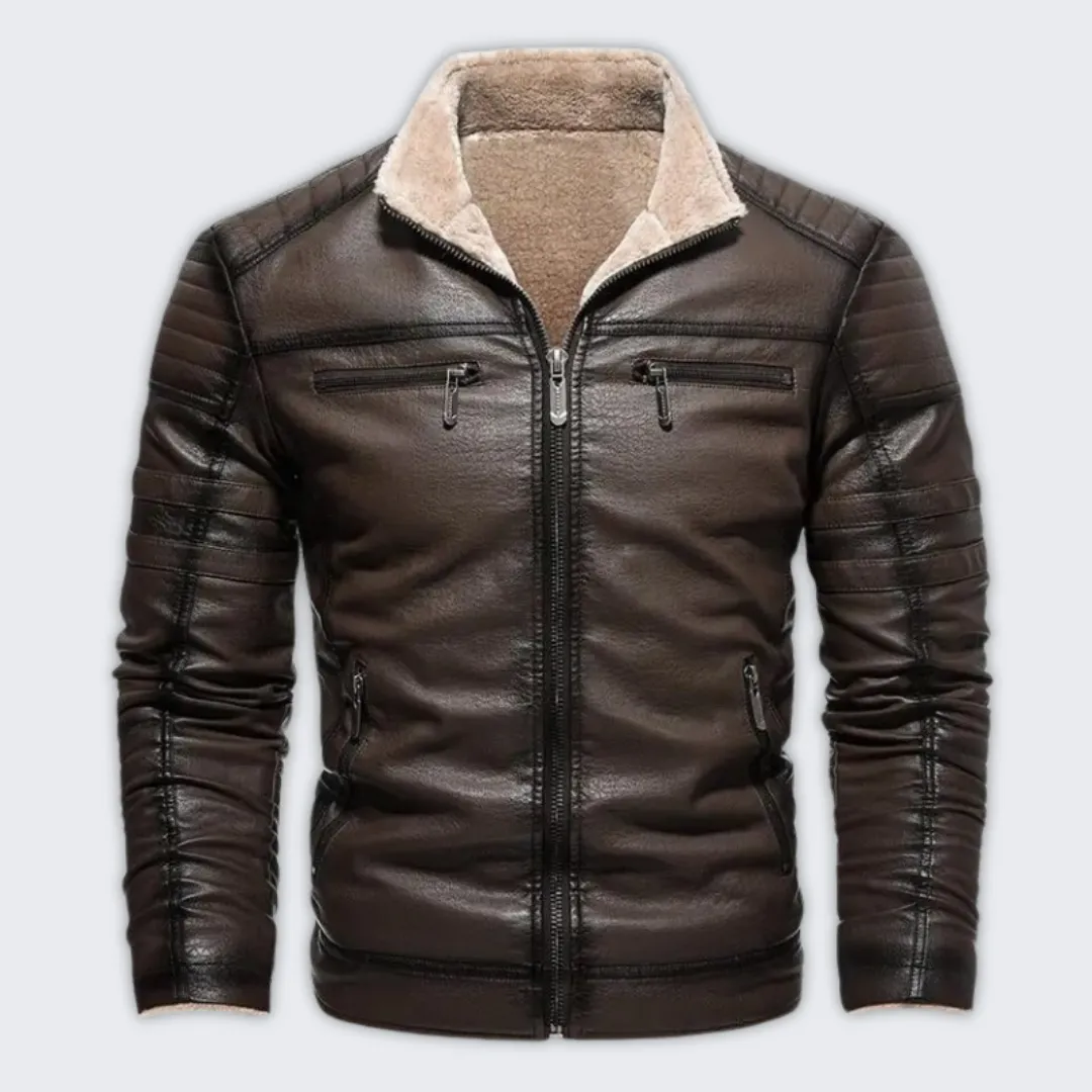 Men's Premium Leather Biker Jacket | Warm & Stylish Motorcycle Wear