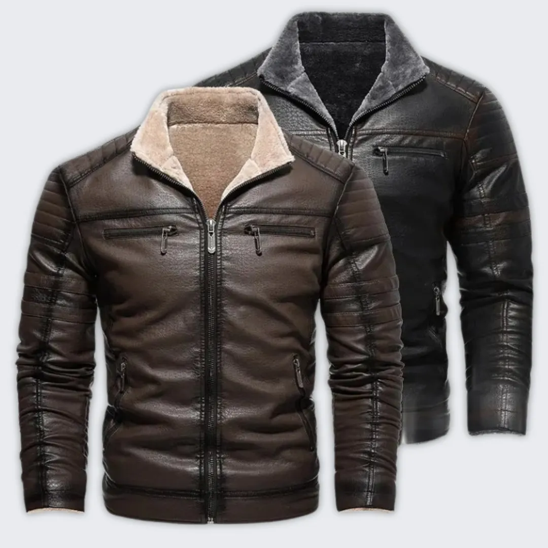 Men's Premium Leather Biker Jacket | Warm & Stylish Motorcycle Wear