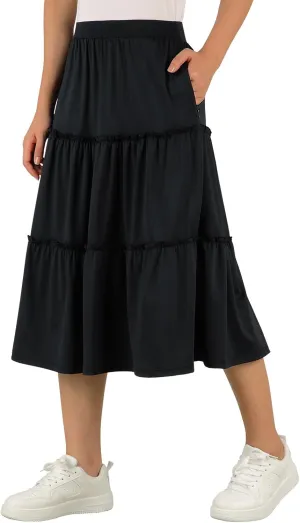 Midi Skirts for Women Fall Maxi Skirts for Women Long Skorts Skirts Tiered Maxi Skirt for Women Skorts