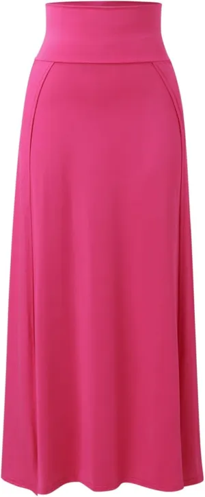 Midi Skirts for Women Womens Double Split Maxi Long Skirt Ladies Plain Basic Two Side Slit 4 22