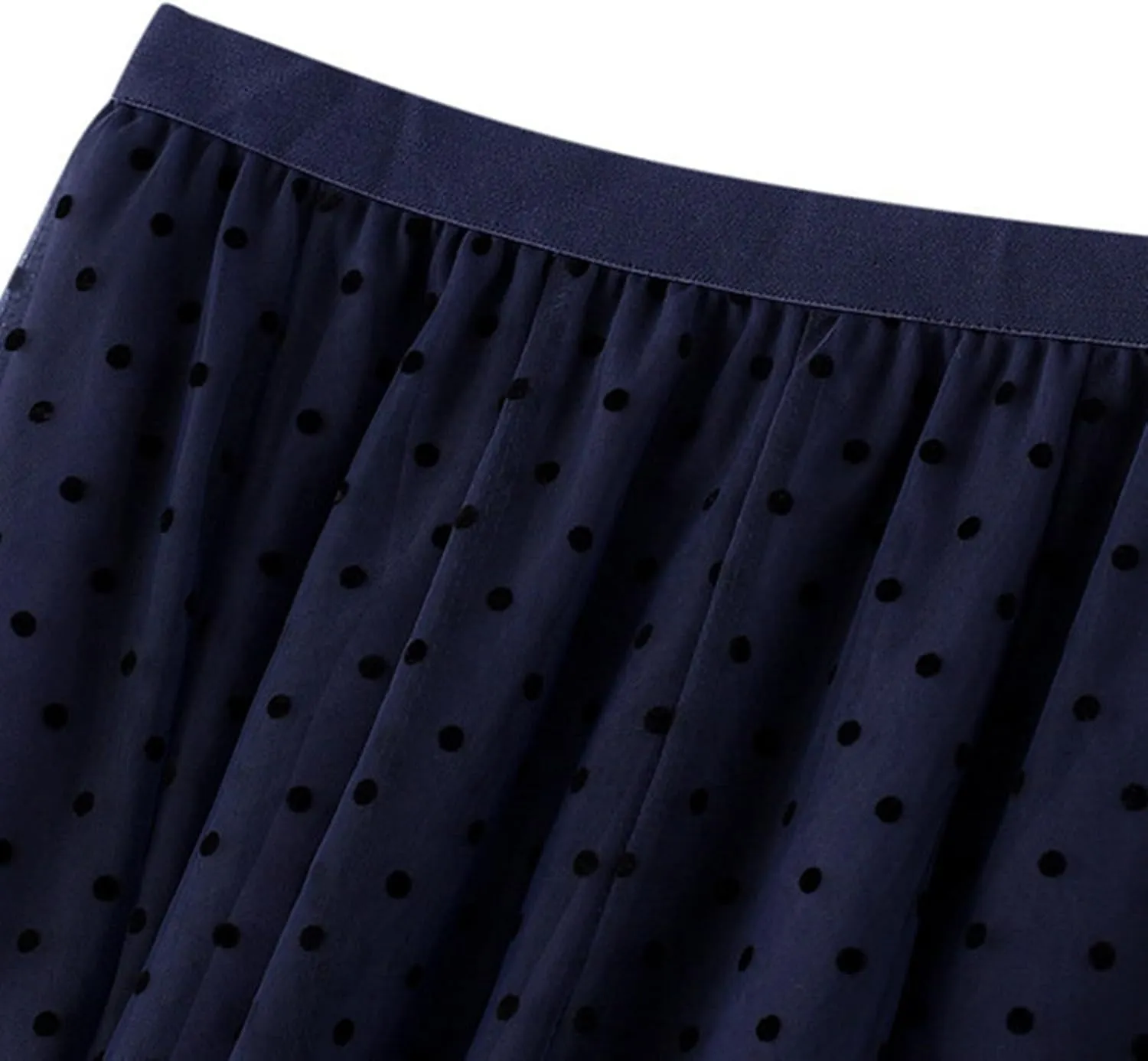 Midi Skirts for Women Women's Flocked Polka Dot Mesh Skirt A Line Mermaidtail Skirt Midi Skirt