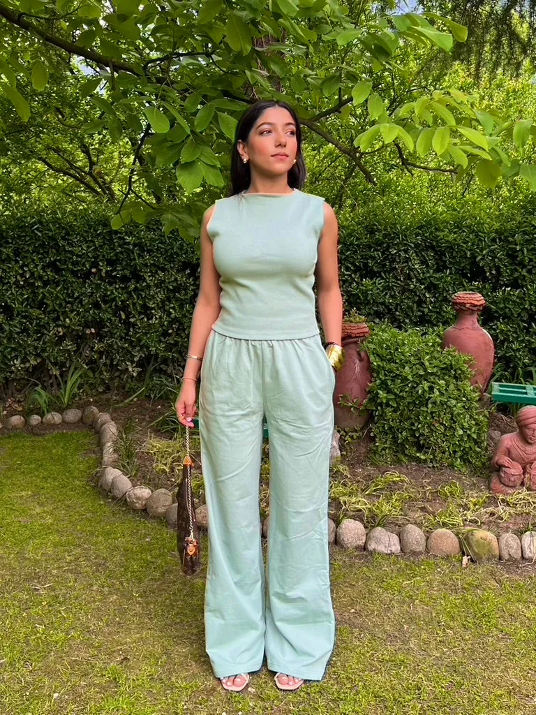 Mint Green Sleeve-Less Terry Set