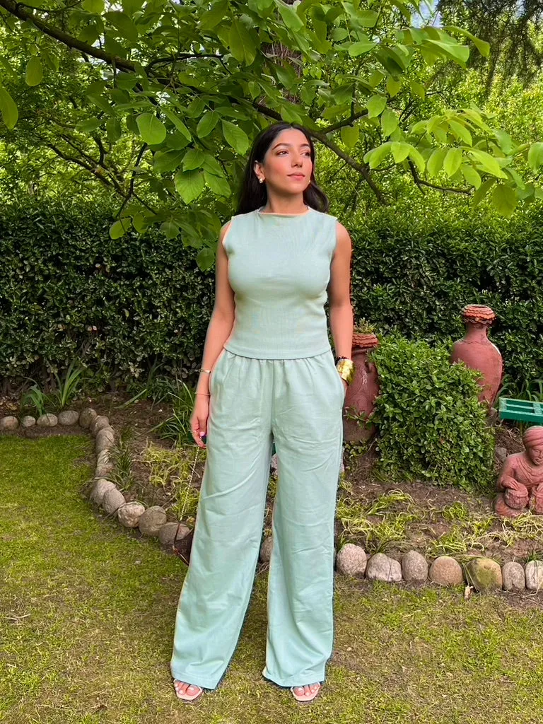 Mint Green Sleeve-Less Terry Set