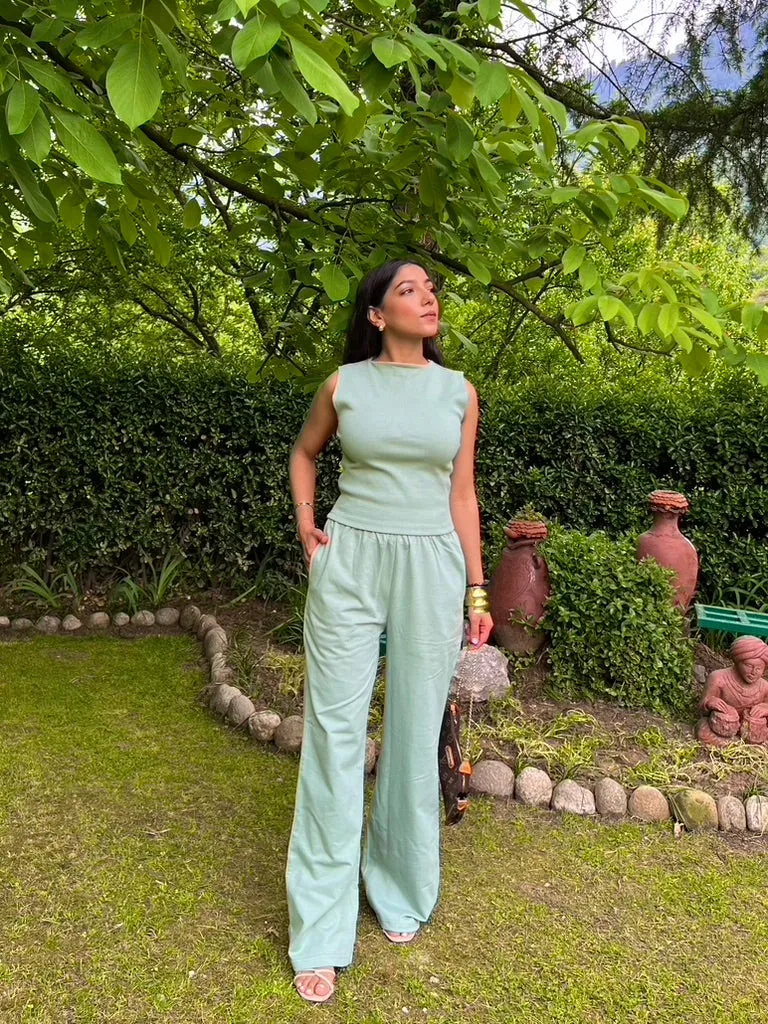 Mint Green Sleeve-Less Terry Set