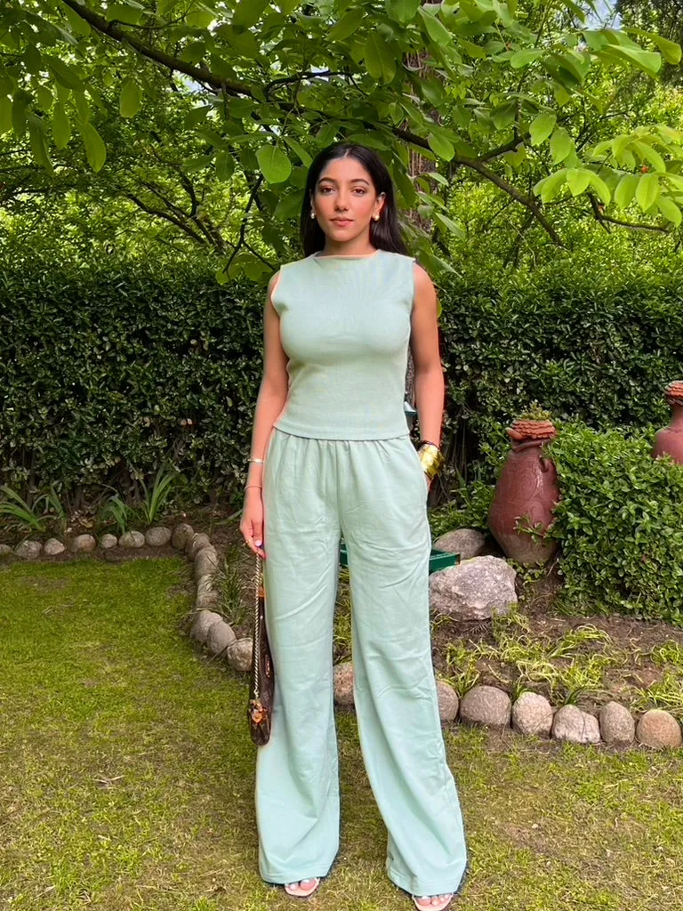 Mint Green Sleeve-Less Terry Set