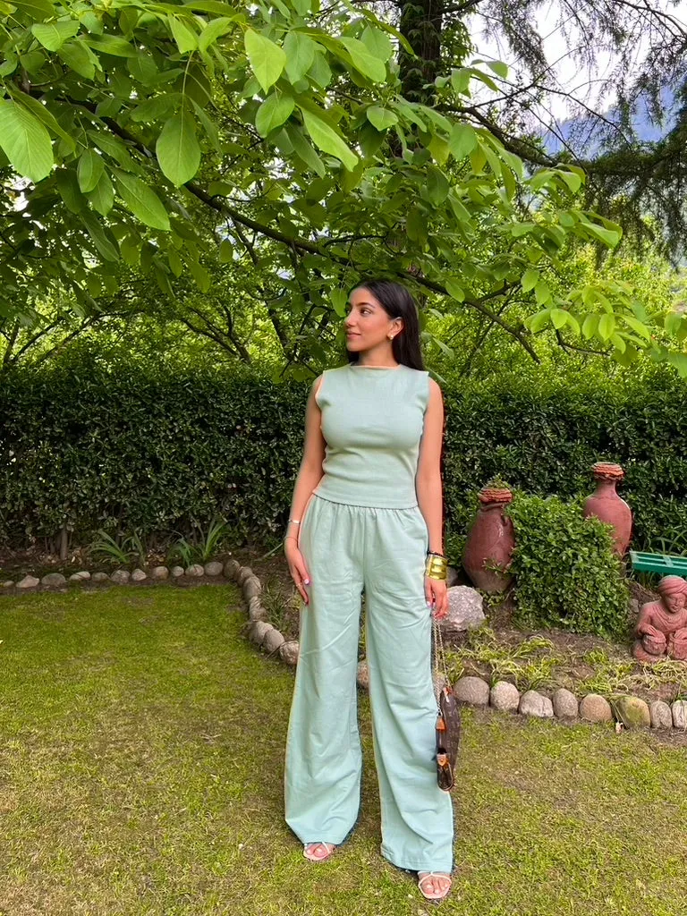 Mint Green Sleeve-Less Terry Set