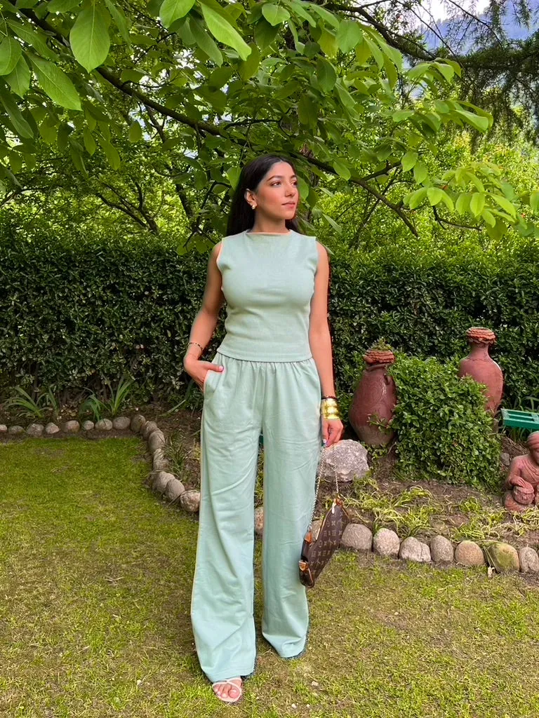 Mint Green Sleeve-Less Terry Set