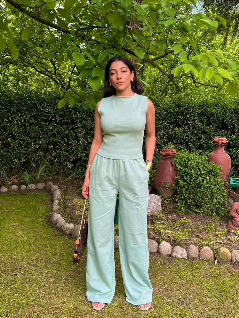 Mint Green Sleeve-Less Terry Set