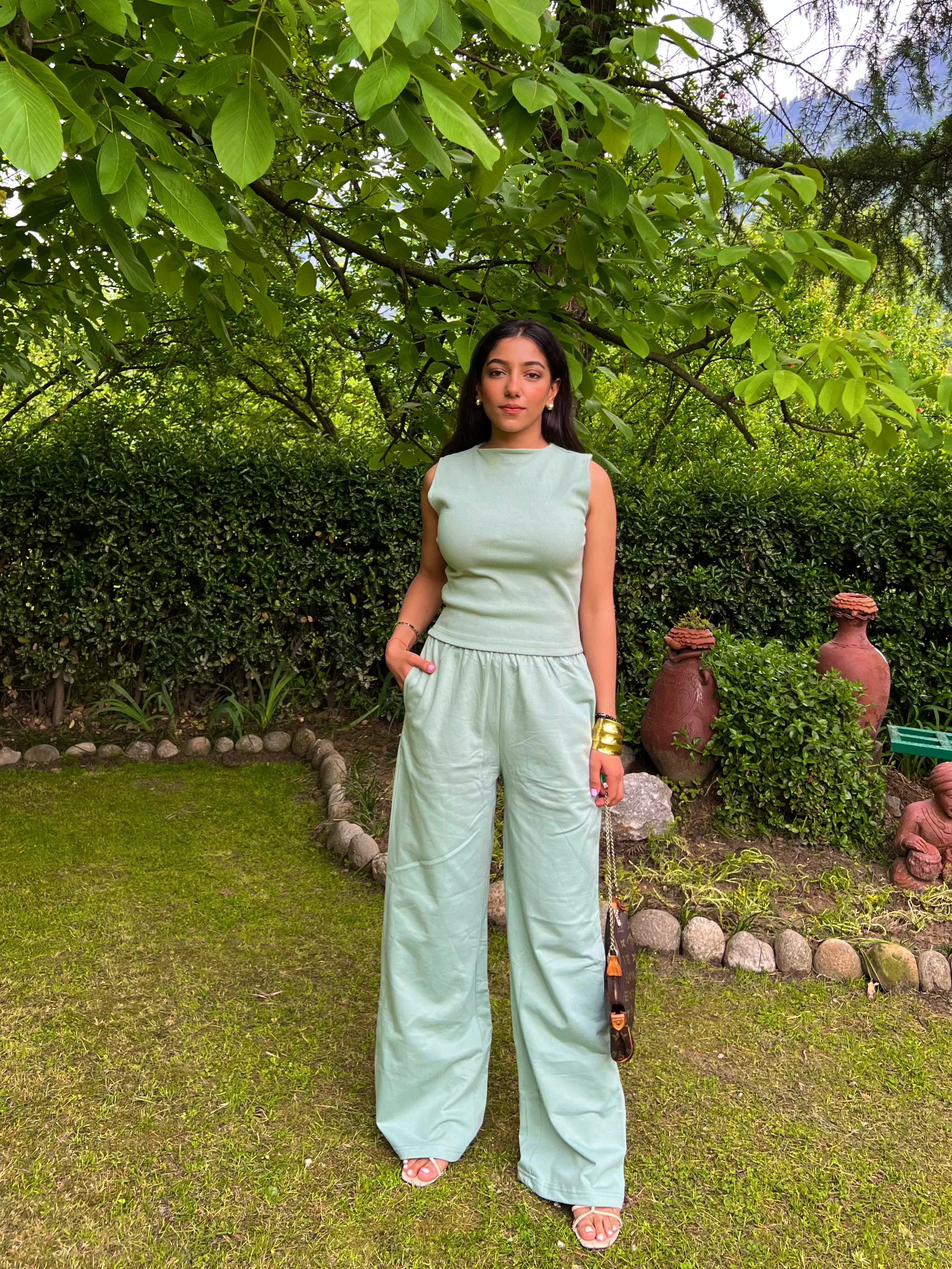 Mint Green Sleeve-Less Terry Set