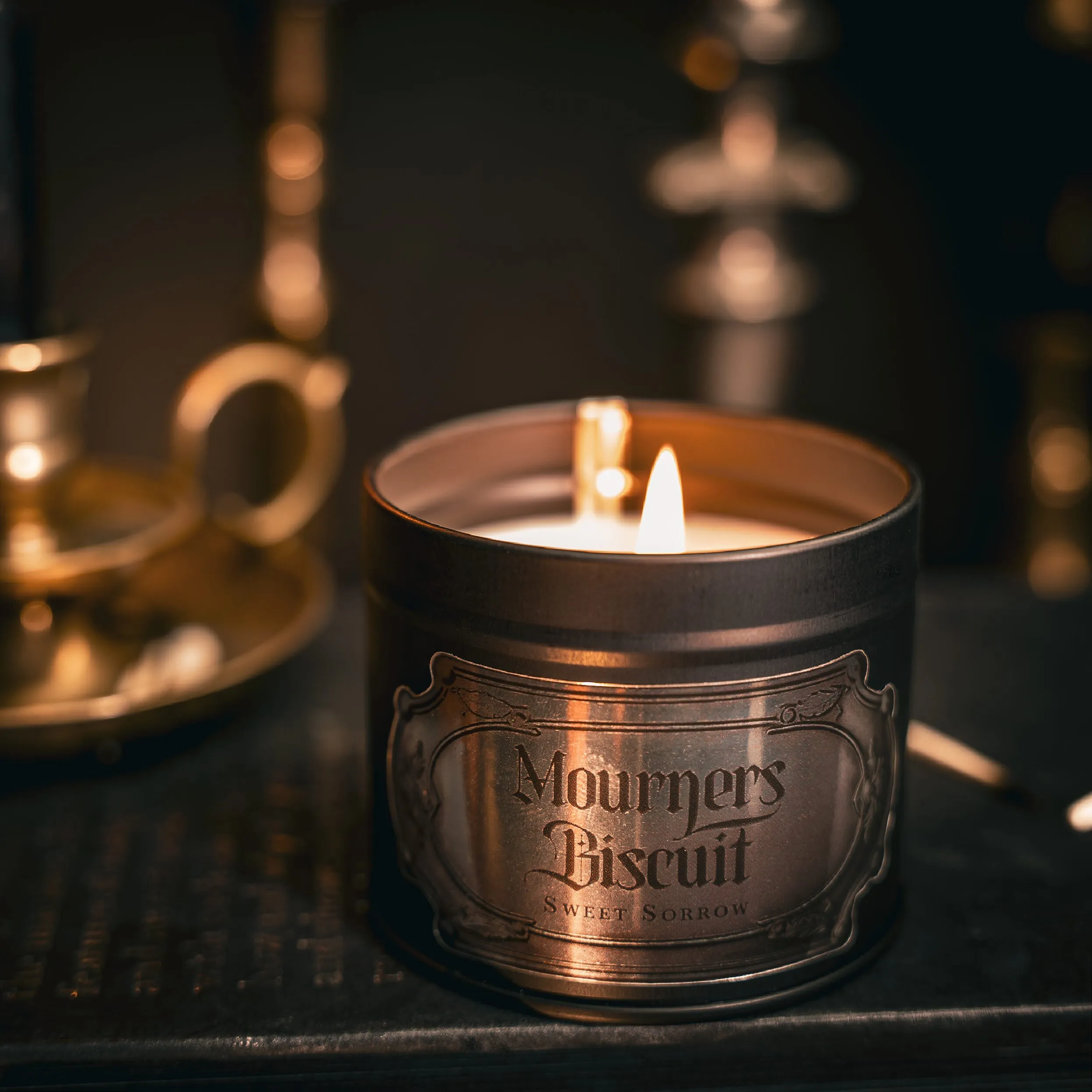 Mourners Biscuit Tin Candle