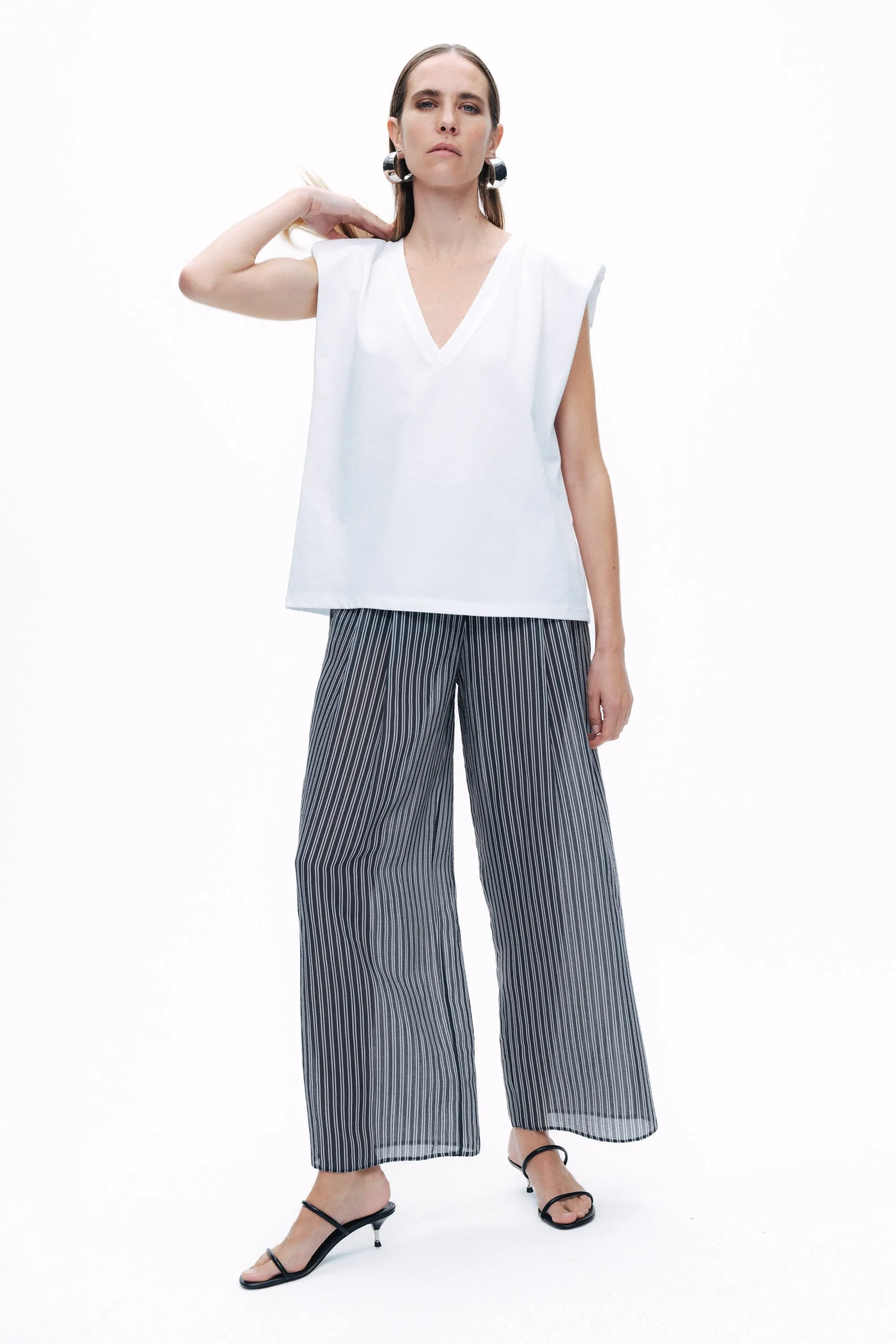 Multicolor Striped Sheer Pants
