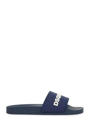 navy blue polyurethane slippers with minimalist design and leather sole FFM0023 17205013 BLU NOTTE