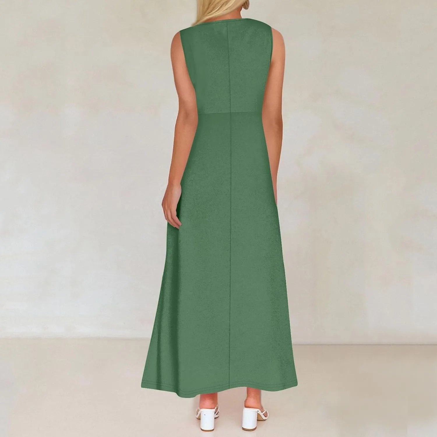 NBXNZWF Summer Dresses for Women 2025 Sleeveless Floral Print V Neck Sundresses Swing Flowy Beach Wedding Guest Maxi Dresses