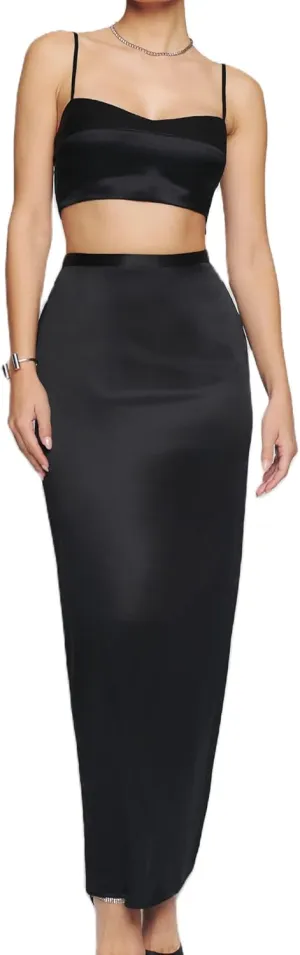 NUFIWI Y2K Camisole and Maxi Skirts Set Lace Patchwork Ruffle Spaghetti Strap Top Long Skirts Night Party Midi Skirt Suit