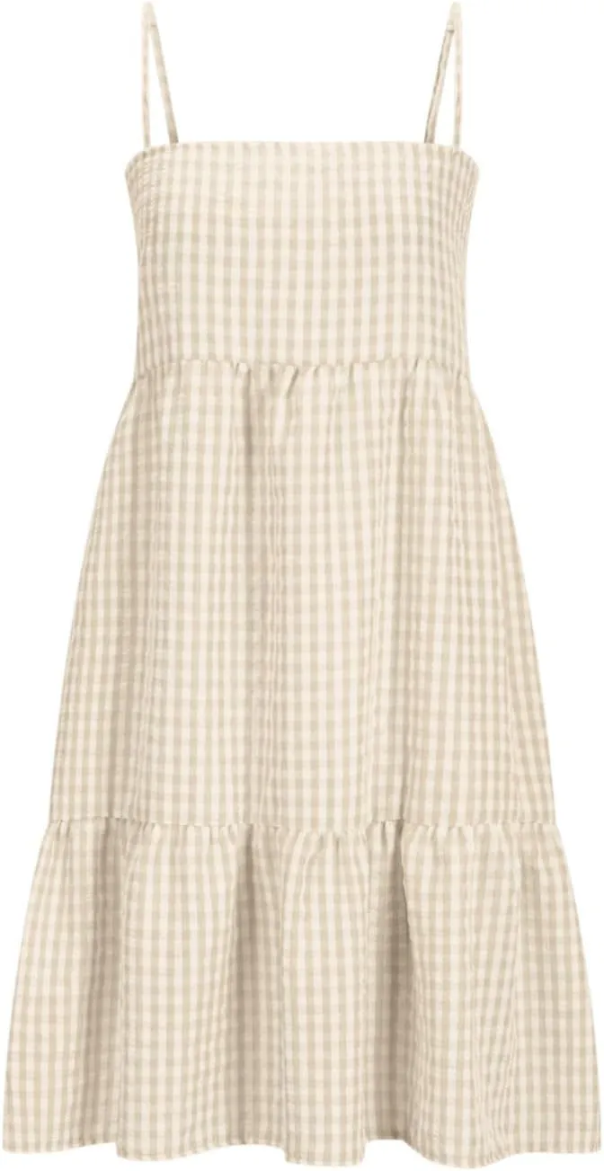 Plaid Dress for Women 2025 Fashion Spaghetti Strap Sleeveless Ruffle Hem Mini Dresses Summer Boho Flowy Beach Dress