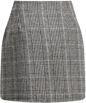 Plaid Skirts for Women Plus Size High Waisted Bodycon Pencil Skirt Casual Vintage Fall Winter Flannel Wool Skirt