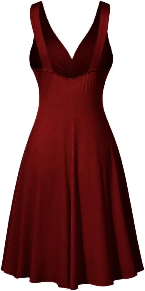 Pleated Plus Skirt Women's Dresse Sling Slim Retro Size Flare V-Neck Sexy Temperamental Waist-Closing Women's Dress