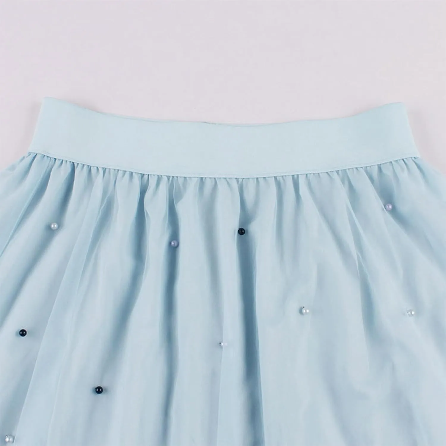 Pleated Skirts for Women Cute Elegant Stretch Waist Pleated Double Layer Party Midi Skirt Summer Causal Swing Skirt