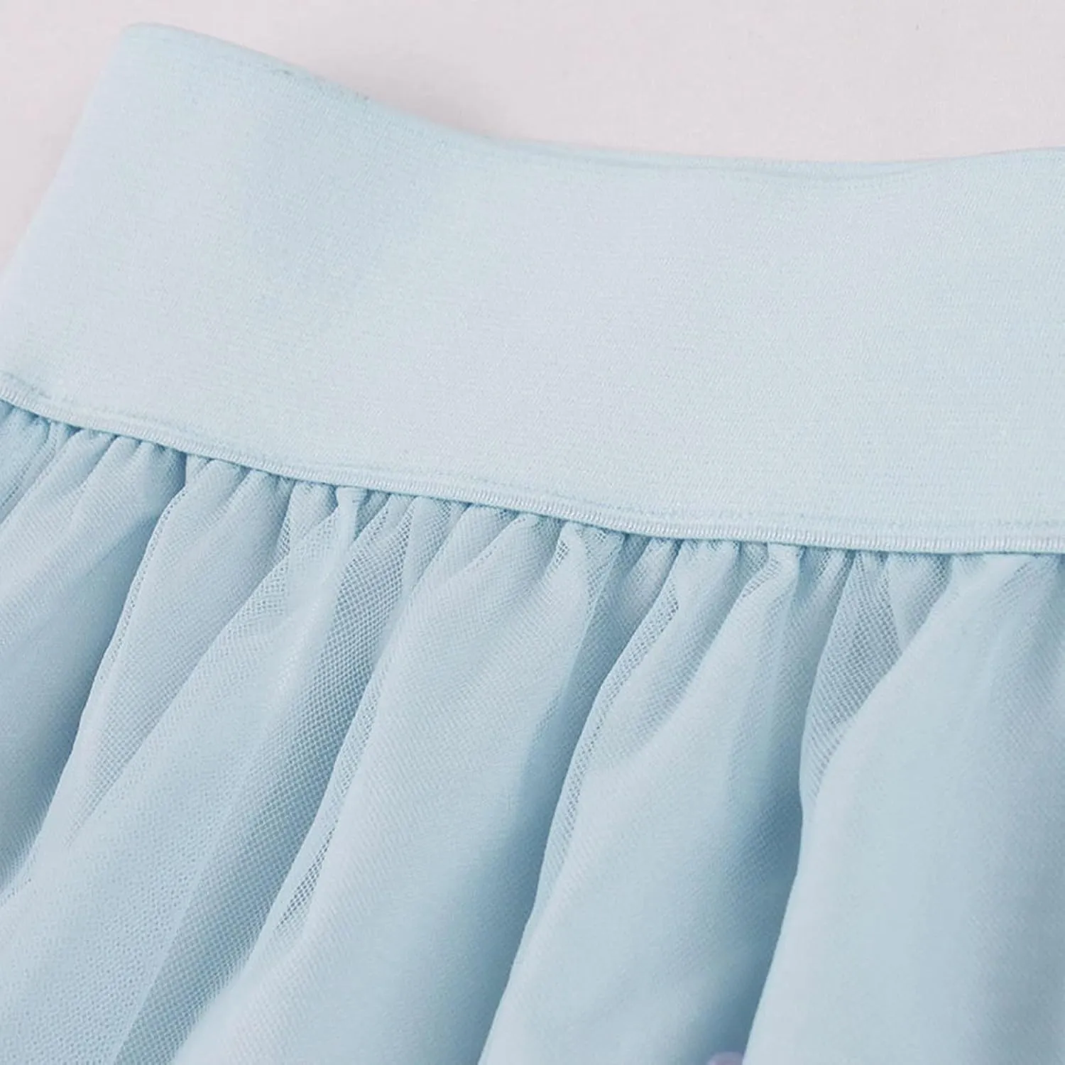 Pleated Skirts for Women Cute Elegant Stretch Waist Pleated Double Layer Party Midi Skirt Summer Causal Swing Skirt
