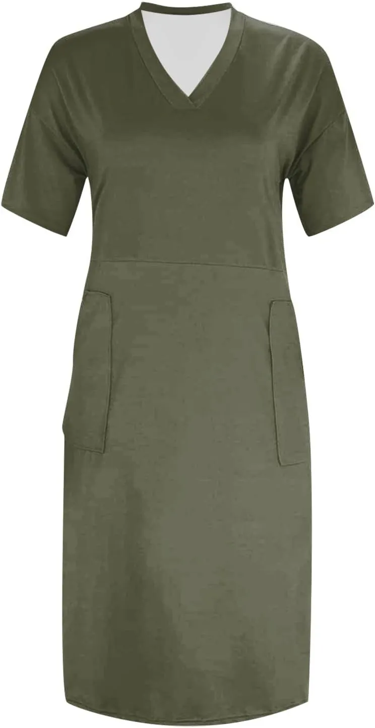 Plus Size Dresses for Curvy Women 2025 Summer Casual Short Sleeve Tshirt Dress with Pockets Beach Vacation Outfits