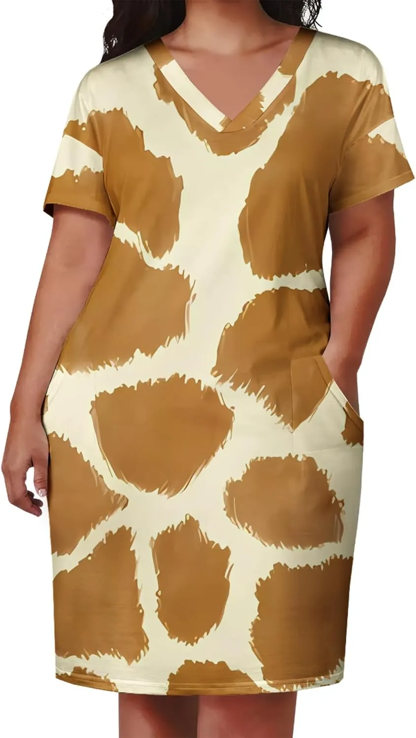Plus Size Dresses for Curvy Women Summer Casual T shirt Midi Dress Short Sleeve with Pockets Travel Vacation Outfits