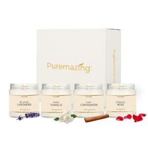 Puremazing by Imvelo Luxury Scented Candles Gift Set | 4 Pieces X 90 Grams | Fragrance Candle | 25 Hours Burn Time | 100% Soy Wax | Natural Essential Oil | Scented Candles for Home Décor & Gifting