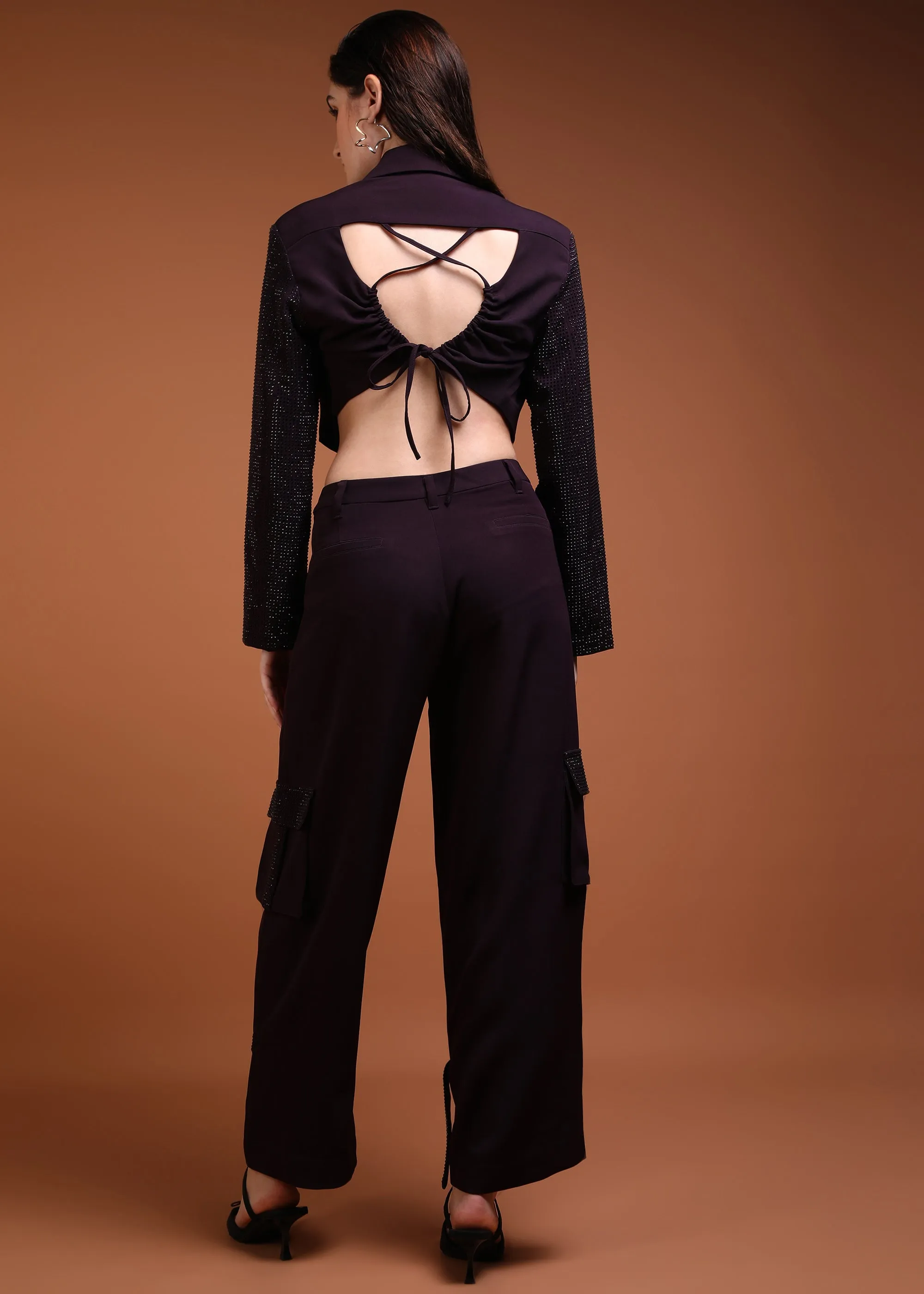 Rhinestone detailing cargo style pants