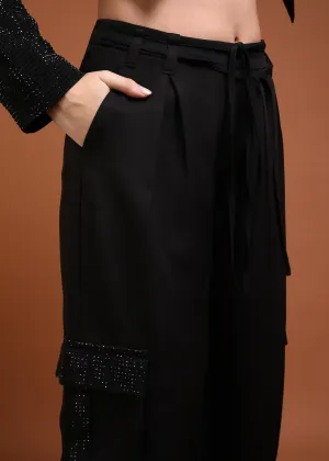 Rhinestone detailing cargo style pants