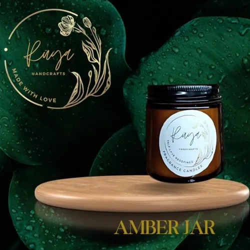 Ruya's Handcrafts Amber Single Wick Clear Quartz Stone | Mood Enhancer That Evokes Childhood Memories, Therapy Candles | Manifestation Glow Candles (Lush Nodes)