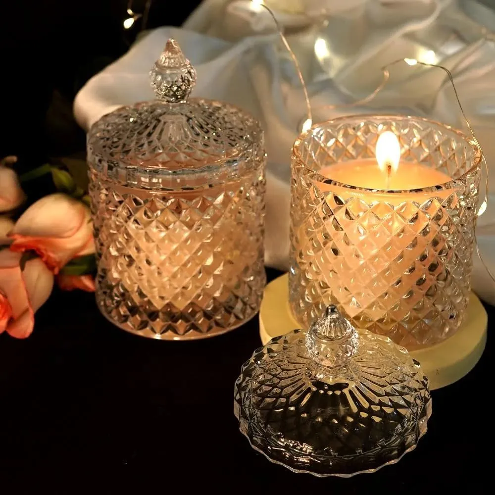 Ruya's Handcrafts Bella Crystal Jar Double Wick Citrine Stone | Evoking Sense of Tranquillity, Positive Vibes, Therapy Candles | Money Magnet Candle (Spicy Incense)