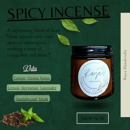 Ruya's Handcrafts Lunar Bliss Jar Black Tourmaline Stone | Evoking Sense of Tranquillity, Positive Vibes, Therapy Candles | Negativity Cleanser Candle (Spicy Incense)