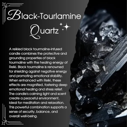 Ruya's Handcrafts Lunar Bliss Jar Black Tourmaline Stone | Evoking Sense of Tranquillity, Positive Vibes, Therapy Candles | Negativity Cleanser Candle (Spicy Incense)