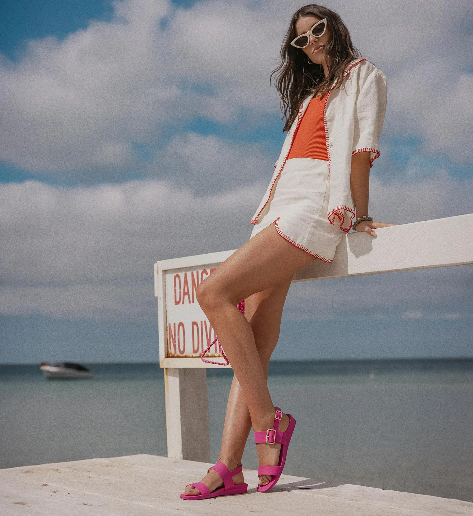 Sanderlings Raspberry Rubber Flat Sandals
