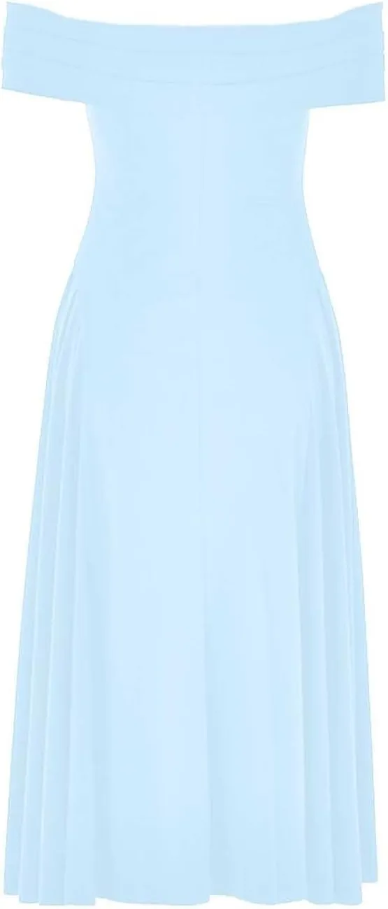 Satin Off The Shoulder Formal Midi Dress for Women A Line Ruched Tea Length Prom Party Womens Midi Casual Dresses