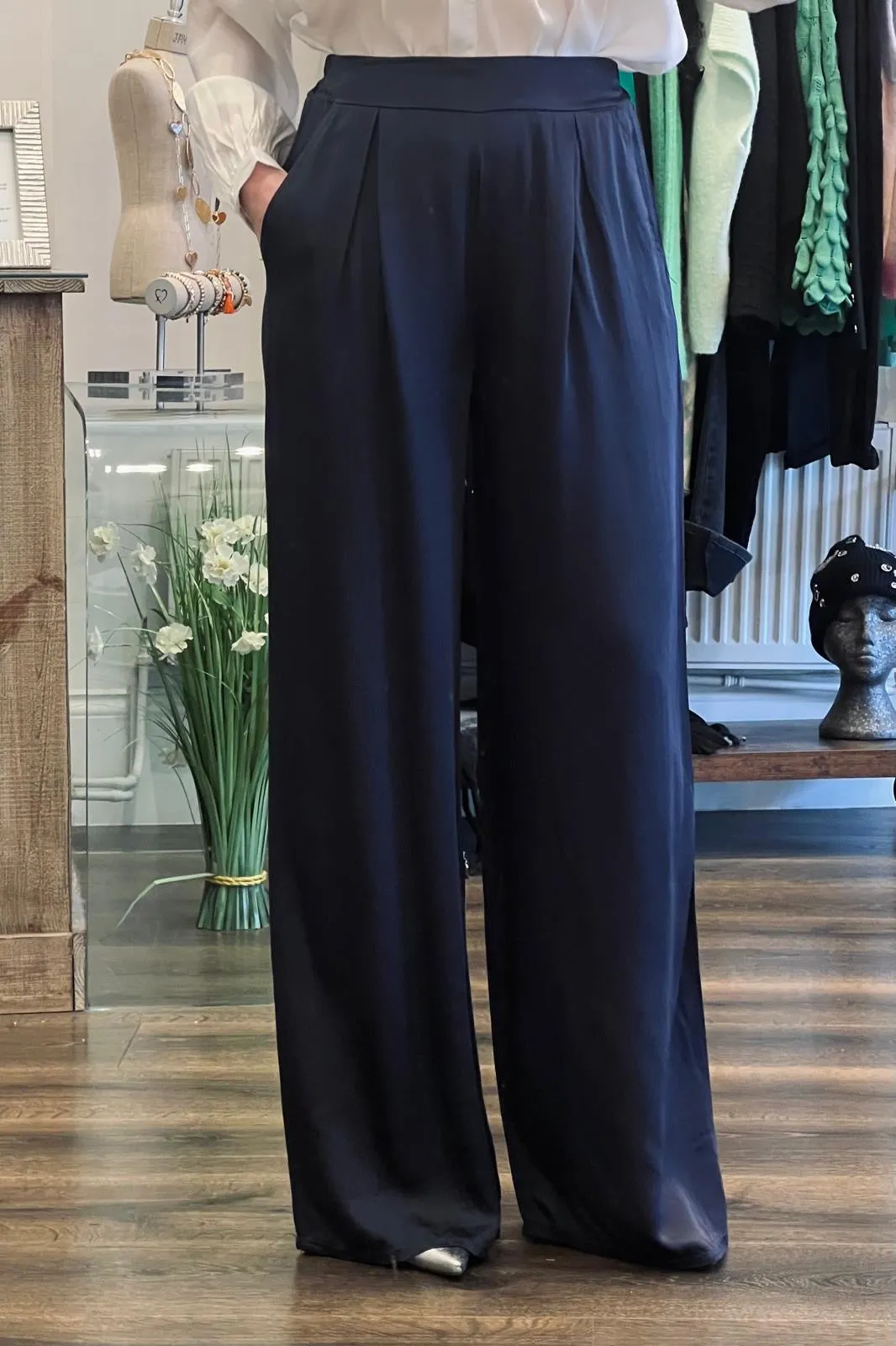 Satin Wide Leg Trousers