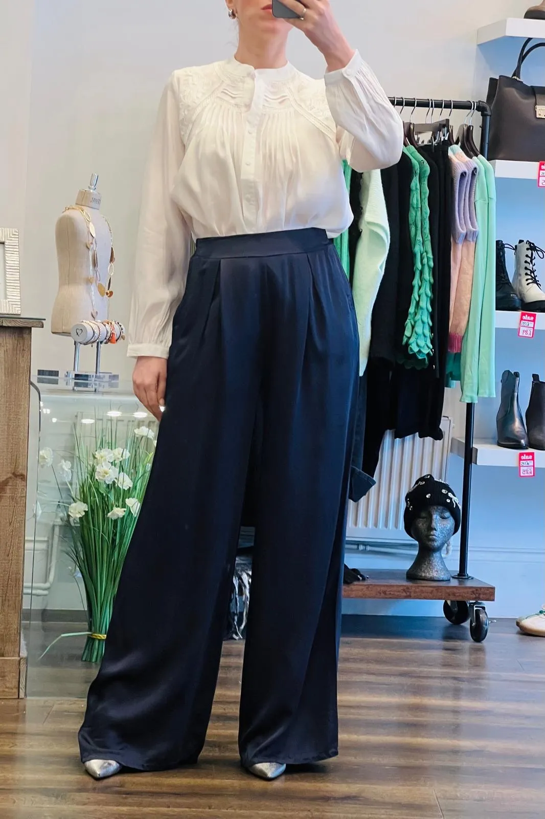 Satin Wide Leg Trousers