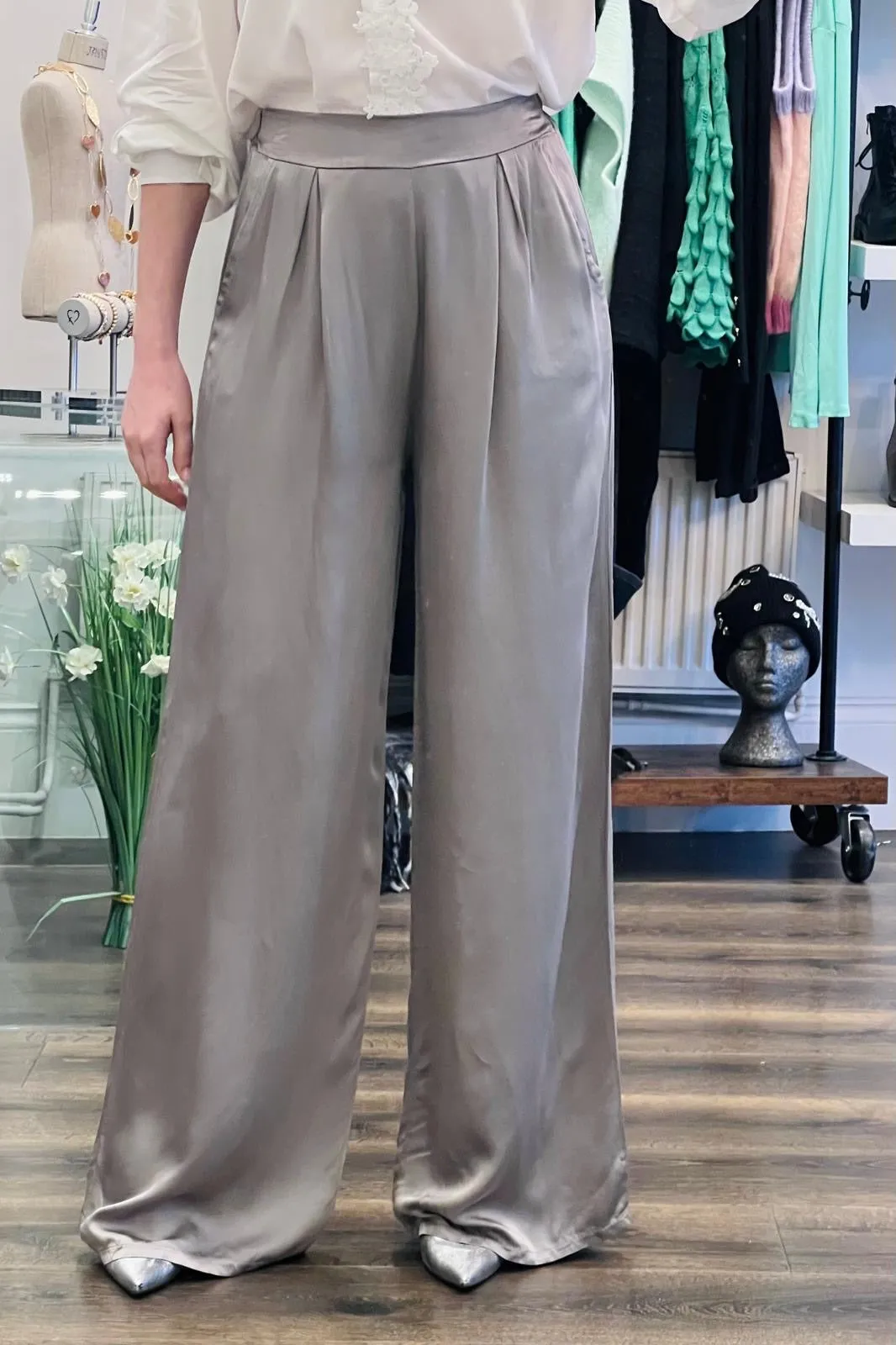 Satin Wide Leg Trousers