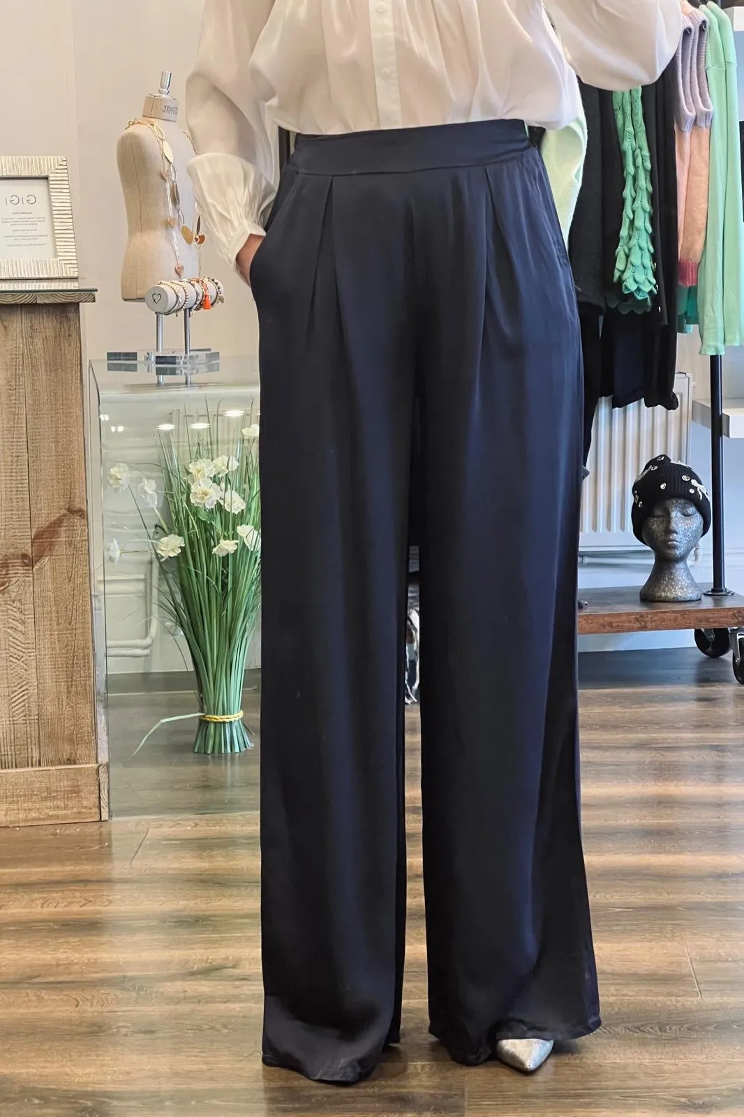 Satin Wide Leg Trousers