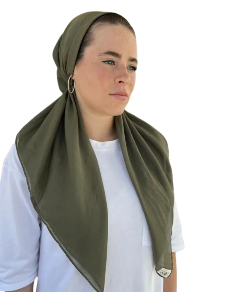 Scarf Bar Solid Hunter Green Cotton Classic Pre-Tied Bandanna with Full Grip