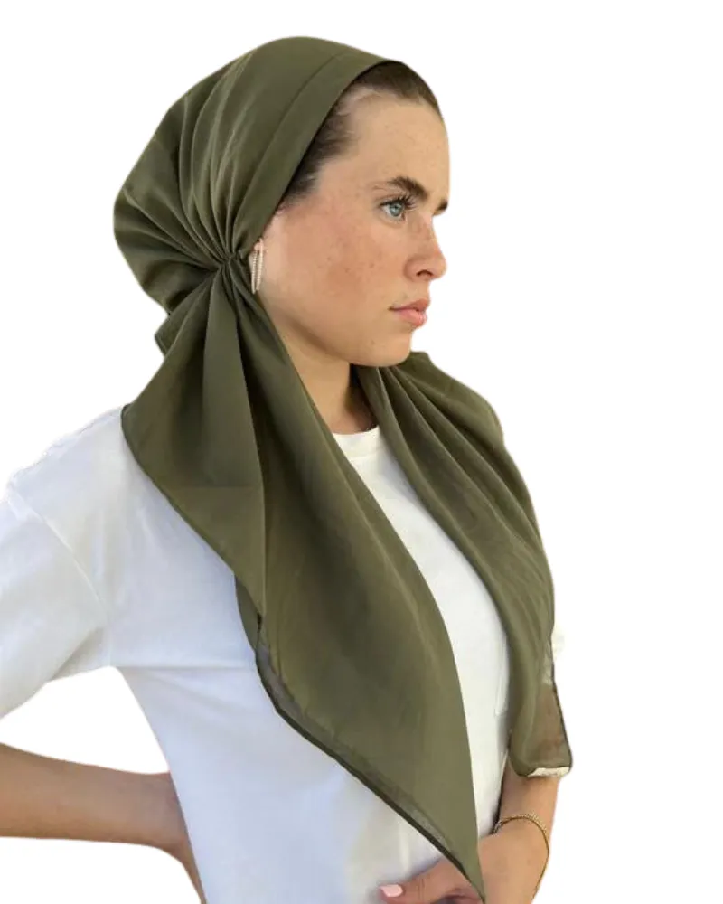 Scarf Bar Solid Hunter Green Cotton Classic Pre-Tied Bandanna with Full Grip