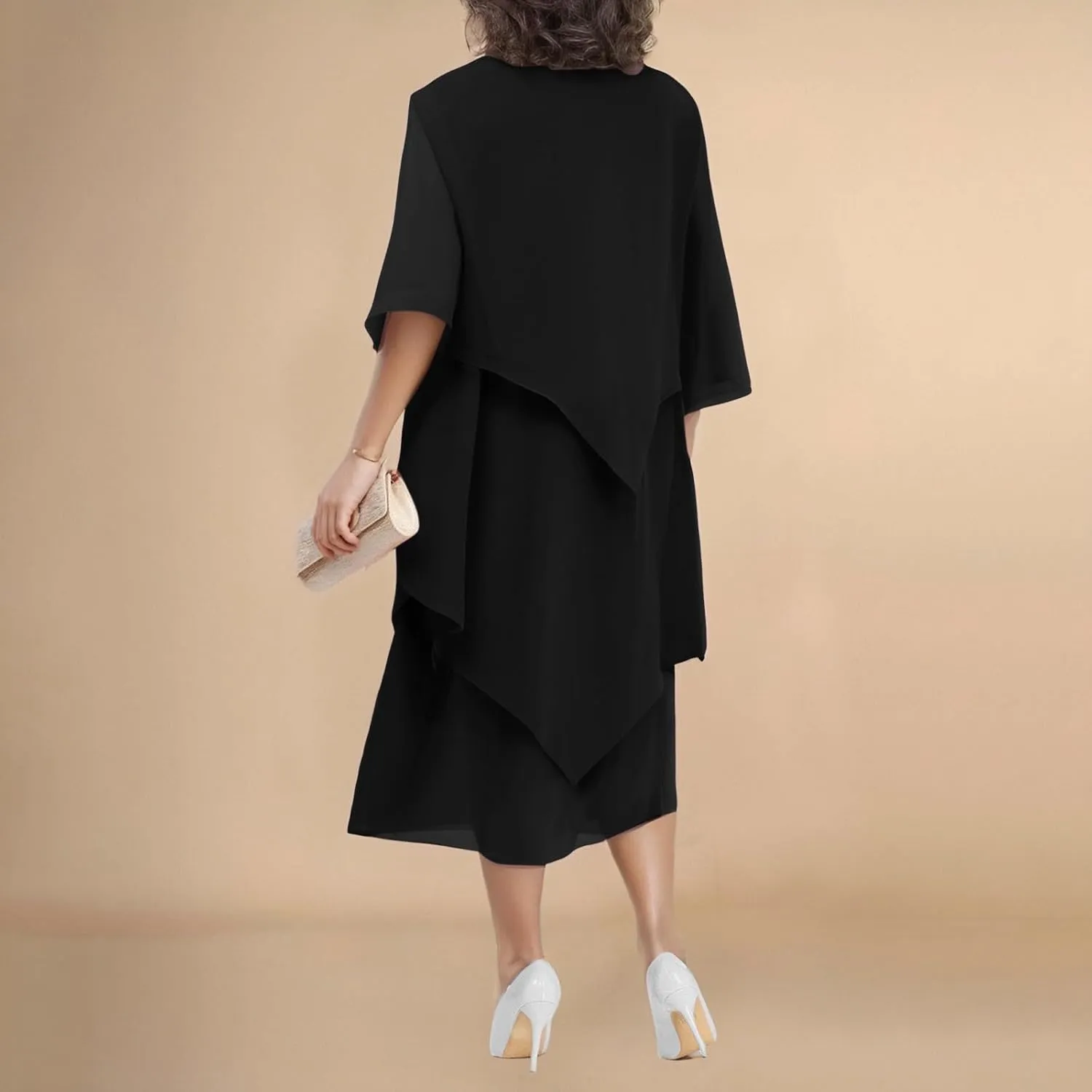 Semi Formal Dresses for Women Plus Size Casual Half Sleeve Flowy Midi Funeral Dress Wedding Spring Country Concert Outfits