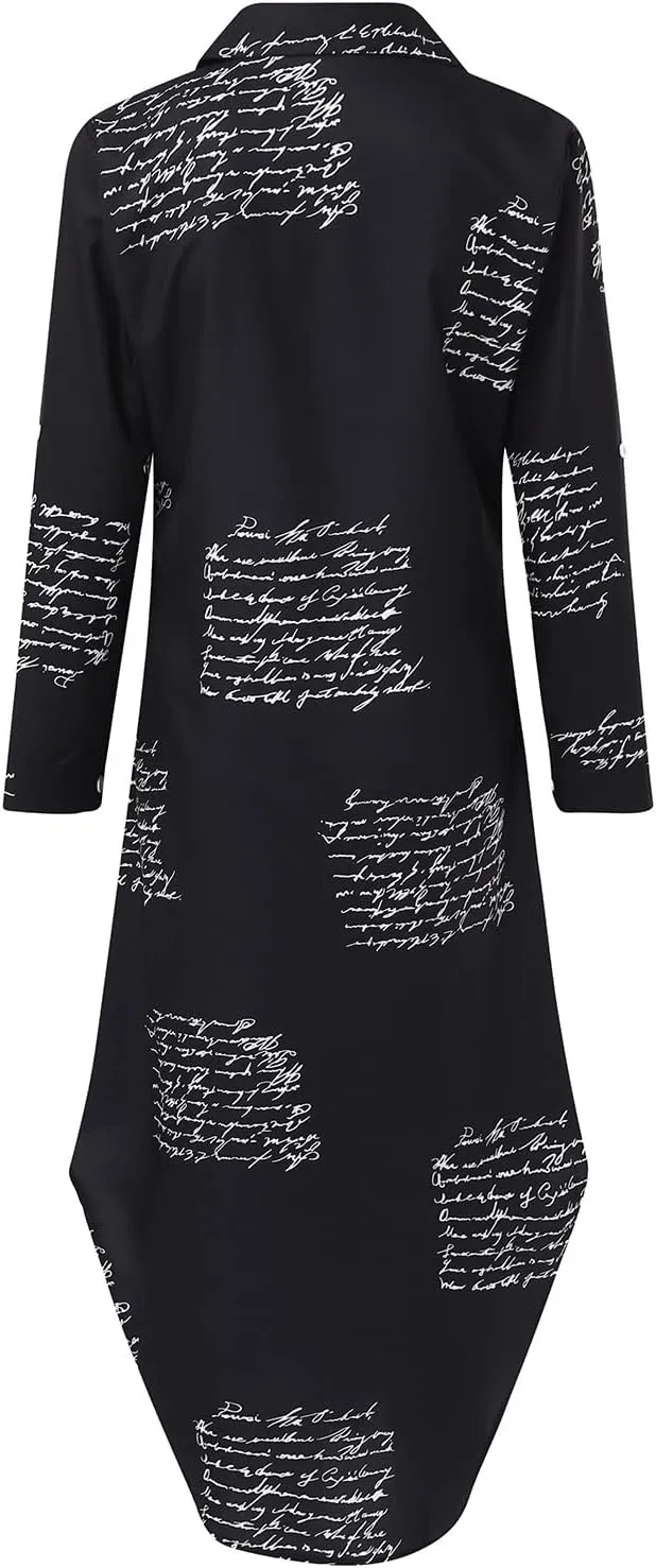 Shift Dress for Women V Neck Short Sleeves Solid Color Casual Flowy Summer Dresses Long Sleeve Button Down Loose Shirt Dress
