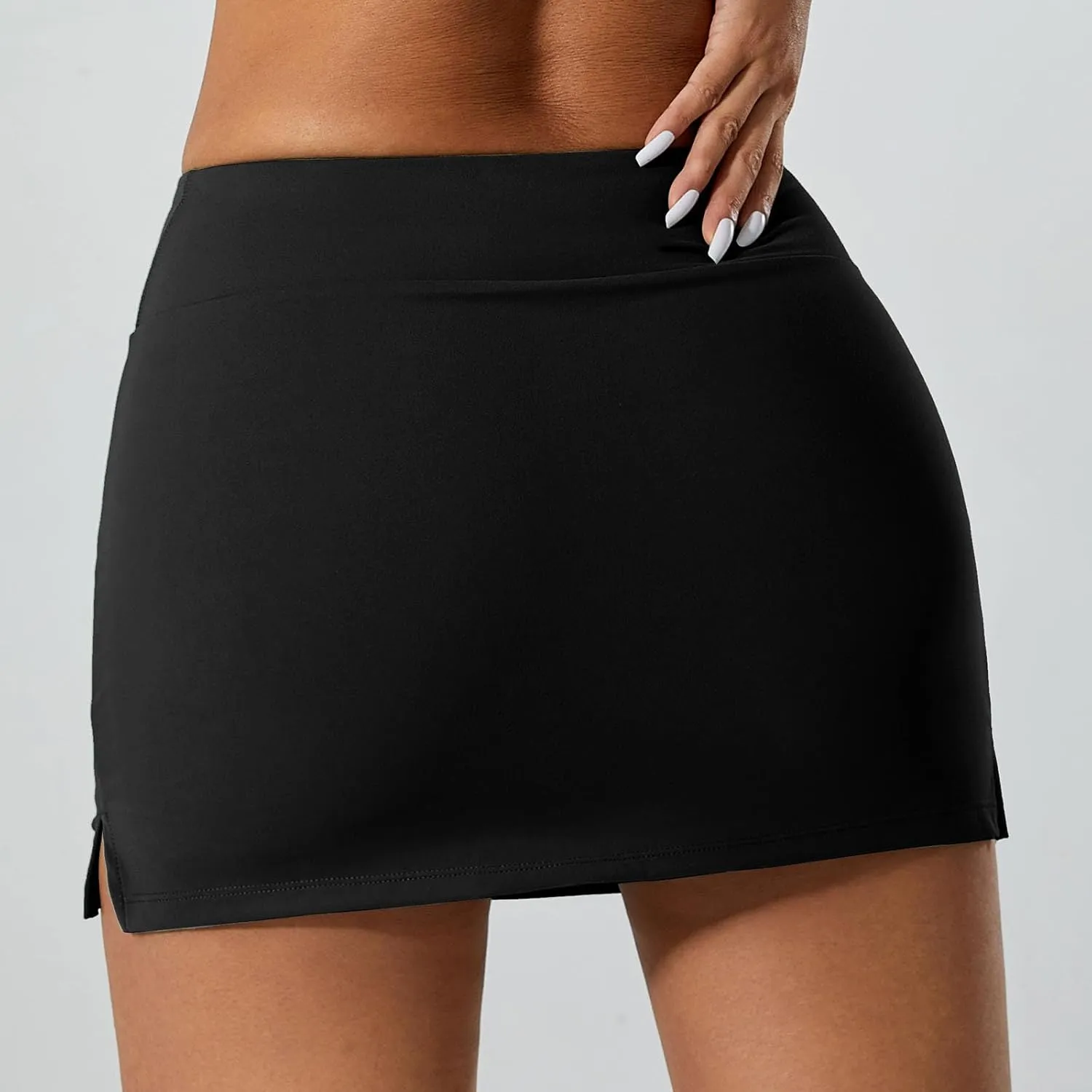 Short Skirts for Women Crossover Stretchy High Waisted Skirt Seamless Smooth Pull on Yoga Tennis Mini Skirts Outfit
