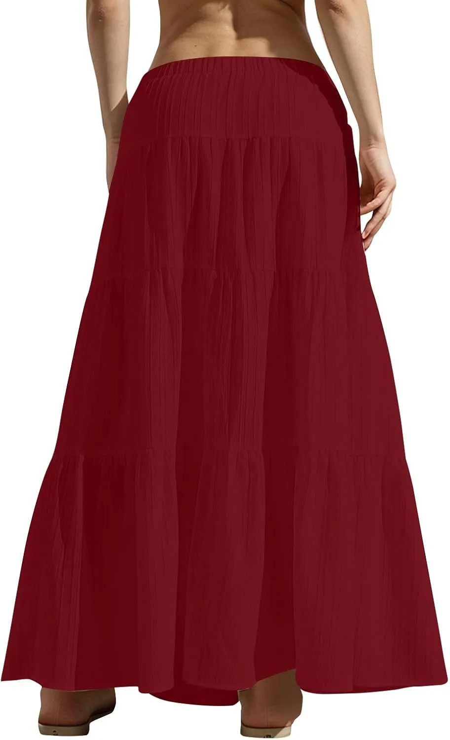 Skirt for Women Maxi Long Bodycon Vacation Boho Pleated Low Rise Basic Skirts Women 2025