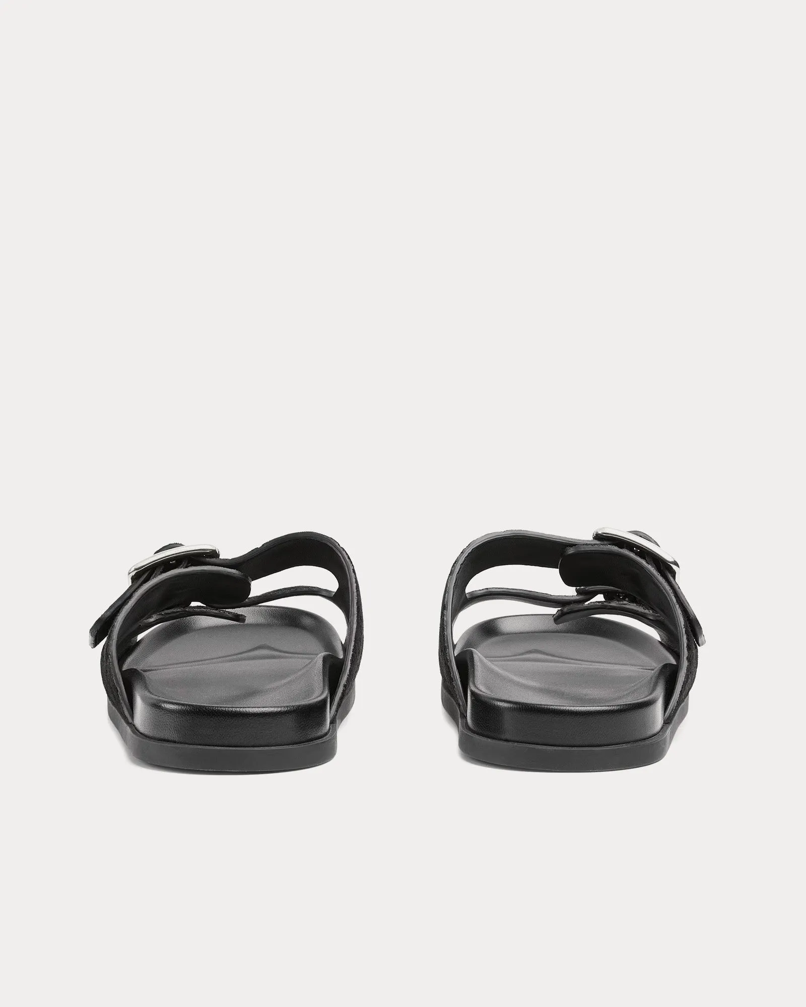 Slide Buckle GG Suede Black Sandals