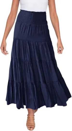 Solid Renaissance Skirt A Line Summer Pleated Boho High Rise Knee Length Skirts for Women Robe High Waist Cute Dress