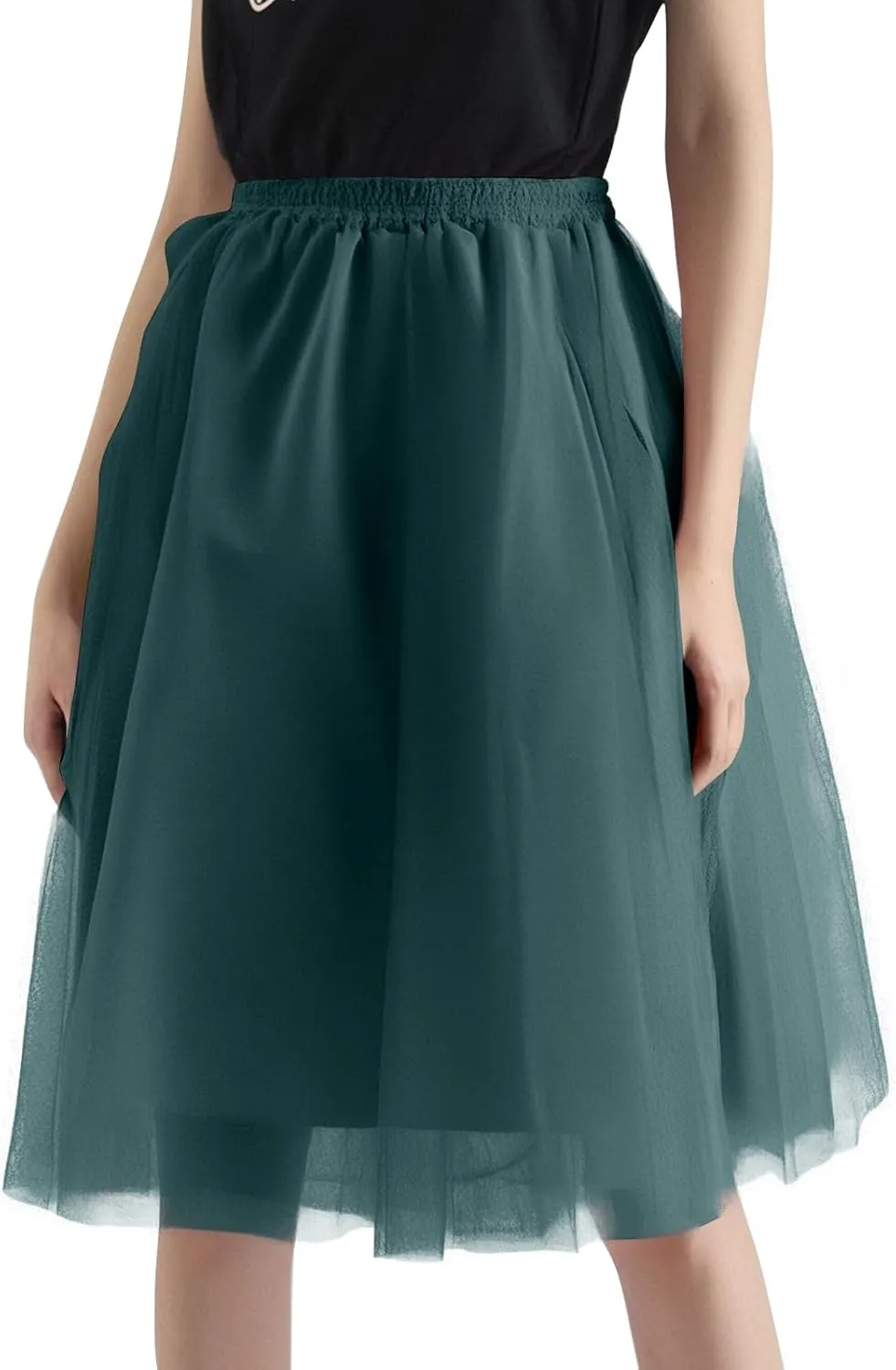 Spring Outfits for Women 2025 Loose Casual Trendy Solid Color Elastic Waist Flowy Mesh Ballet Skirts, S-2XL