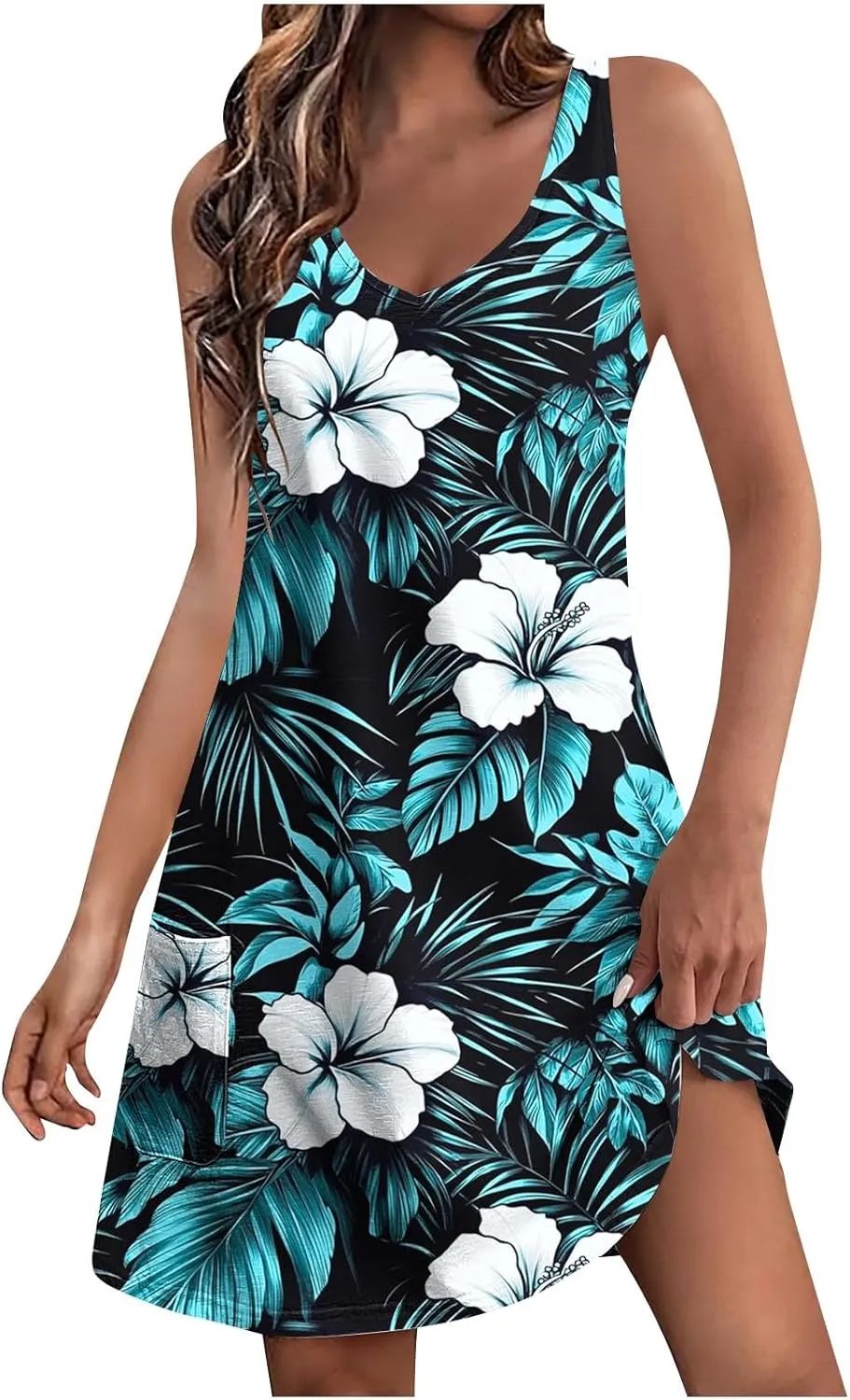 Stessotudo Sundress for Women Sleeveless Floral Print Midi Dress Boho Summer Dresses Flowy Beach Vacation Resort Wear